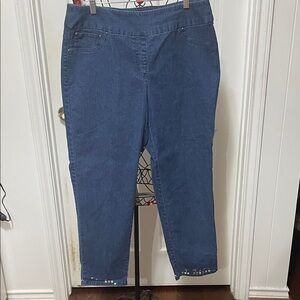 🧼🧼🧼BOGOHO🧼🧼🧼Ruby Rd. Blue Denim Jeans with Embellished Hem-14